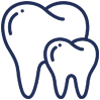 Two teeth outline icons representing dental care and oral health services.