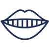 Smiling mouth with teeth icon representing dental care and oral health services.