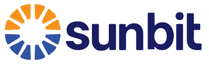 Sunbit logo featuring orange and blue sunburst icon with company name in dark blue text.